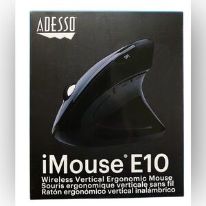 Adesso iMouse E10 Right Hand Wireless Vertical Ergonomic USB Mouse Black New